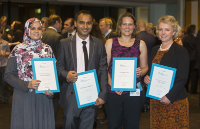 Group of Research Action Award winners - Farah Magrabi, Santosh Khanal, Anne Cust and Julie Leask