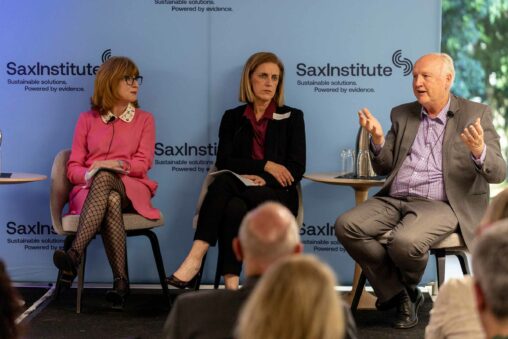 Deb Willcox, Lisa Studdert, Andrew Wilson on the Research Action Awards 2022 panel discussion.