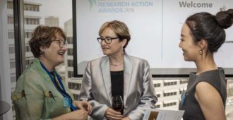 Sax Institute CEO, Sally Redman,and former NSW Health Secretary, Elizabeth Koff pictured at the 2019 Research Action Awards