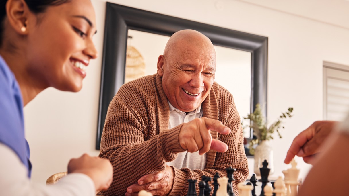 Senior man playing chess